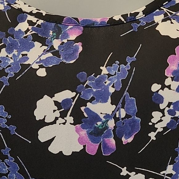 Express Split Open Back Tank Top Floral Scoop Neck Sleeveless Flower Blouse - Picture 5 of 17